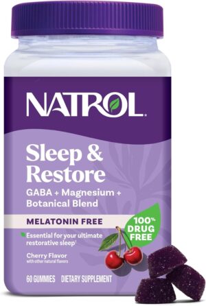 Natrol Sleep & Restore Magnesium Glycinate Gummies 60 Count Cherry